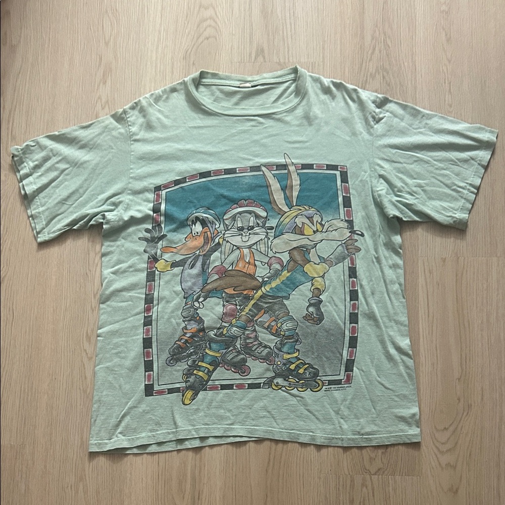 Vintage 1995 Looney Tunes taz Men’s Graphic Tee Pistachio Green